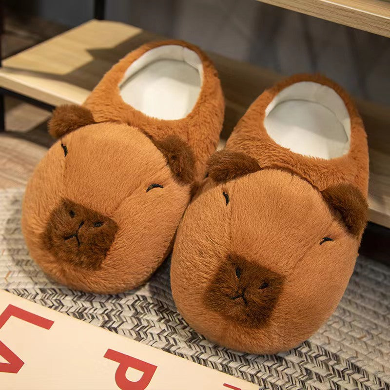 Cute Cartoon Capybara Cotton Slippers Half Wrap Heel Soft NonSlip Indoor Plush Shoes For Home 1