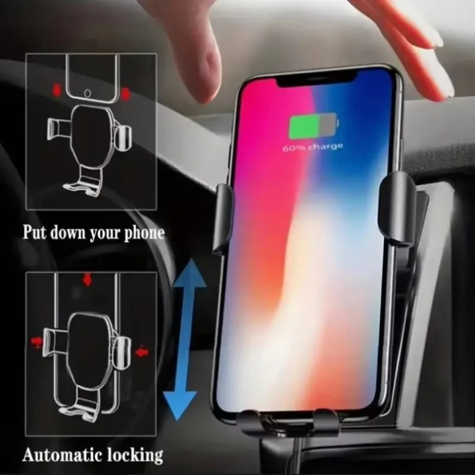 Wireless Car Charger Mount, Fast Charging Phone Holder for iPhone, Samsung, Xiaomi
