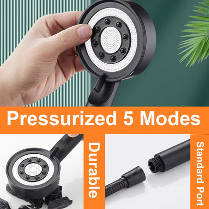 High Pressure Handheld Shower Head 5 Modes WaterSaving Nozzle with Spa Massage  Pressurized Spray