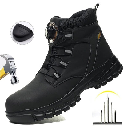 Mens Indestructible Steel Toe Work Boots, Waterproof, Anti-Smash, Stab-Resistant Safety Shoes, Biker Botas Para Hombre