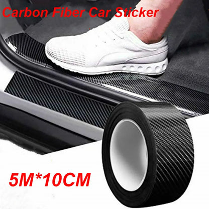 Carbon Fiber Car Protective Strip,5M Anti-Scratch Tape for Door Sills & Rearview Mirrors,Waterproof DIY Paint Protection
