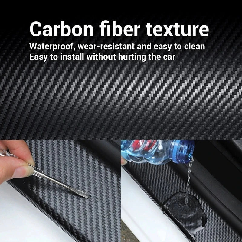 Carbon Fiber Car Protective Strip5M AntiScratch Tape For Door Sills  Rearview MirrorsWaterproof DIY 2