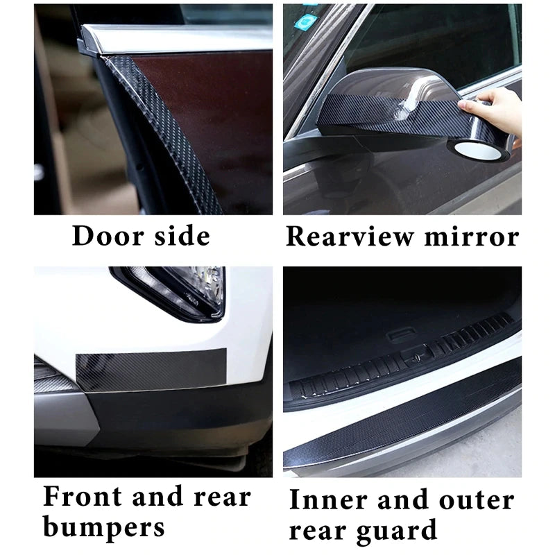 Carbon Fiber Car Protective Strip5M AntiScratch Tape For Door Sills  Rearview MirrorsWaterproof DIY 3