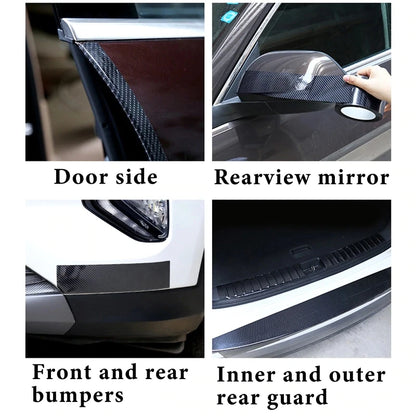 Carbon Fiber Car Protective Strip5M AntiScratch Tape For Door Sills  Rearview MirrorsWaterproof DIY 3