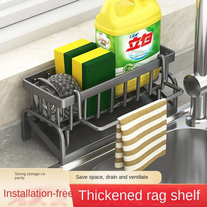 Adjustable Kitchen Shelf Draining Rack – Household Detergent Sponge Holder & Cloth Storage – Compact Water Sink Organize