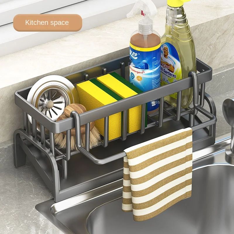 MultiFunctional Kitchen Sink Organizer Draining Rack For Sponges Cloths And Detergents  SpaceSaving 1