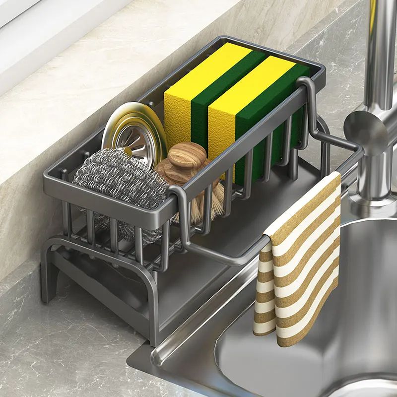 MultiFunctional Kitchen Sink Organizer Draining Rack For Sponges Cloths And Detergents  SpaceSaving 3
