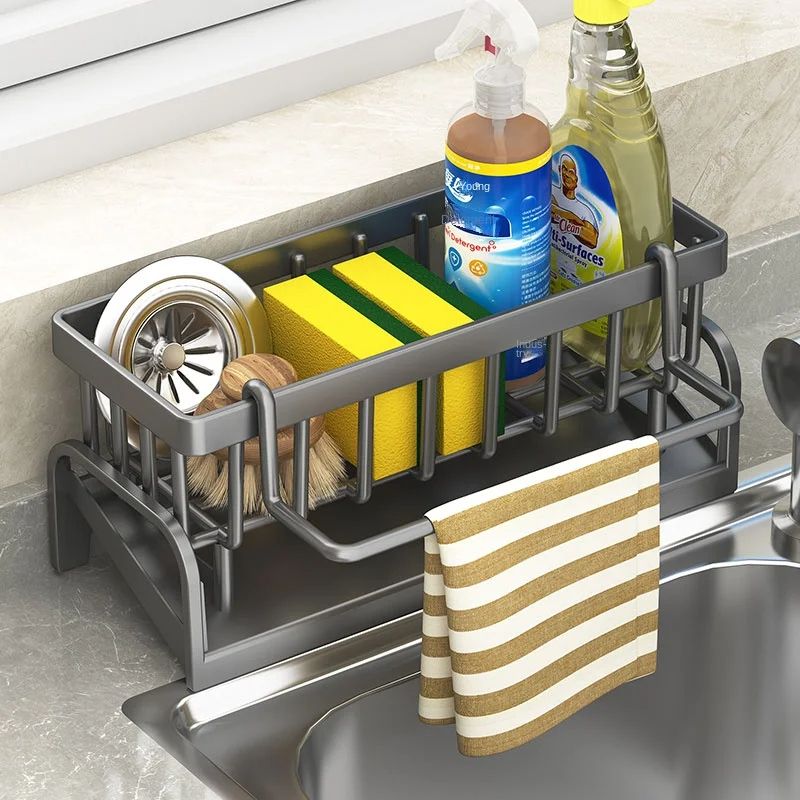 MultiFunctional Kitchen Sink Organizer Draining Rack For Sponges Cloths And Detergents  SpaceSaving 4