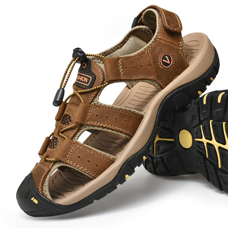 Summer Men Sandals Leather Breathable Casual Shoes For Outdoor Beach  Fashion Roman Style AntiSlip  1