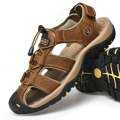 Summer Men Sandals Leather Breathable Casual Shoes For Outdoor Beach  Fashion Roman Style AntiSlip  1
