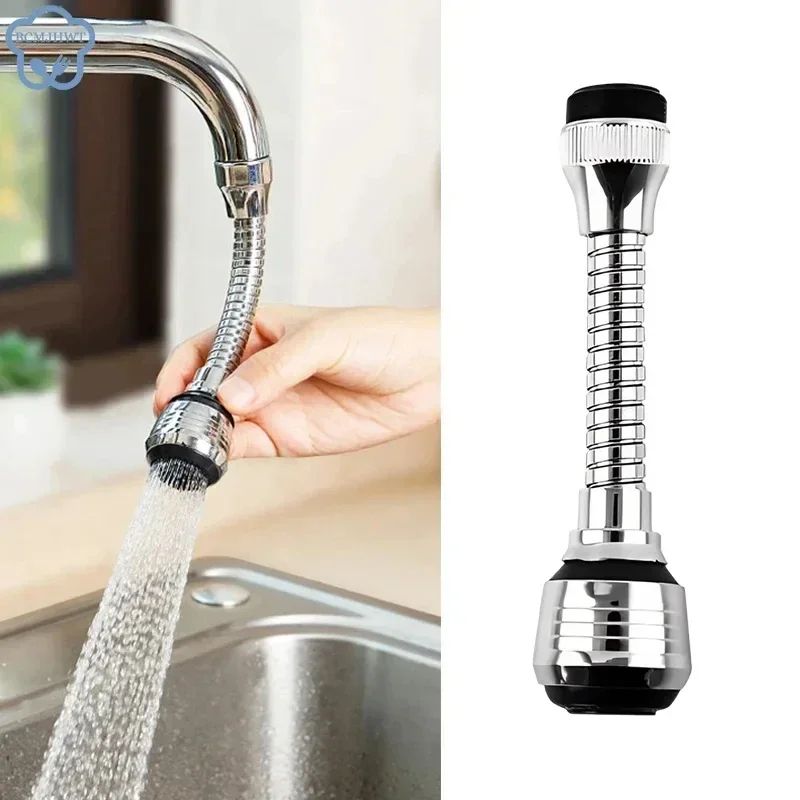 Kitchen Stainless Steel Faucet Sprinkler Water-Saving Rotating Extender Bubbler Tap Spray Head Nozzle Splash-Proof