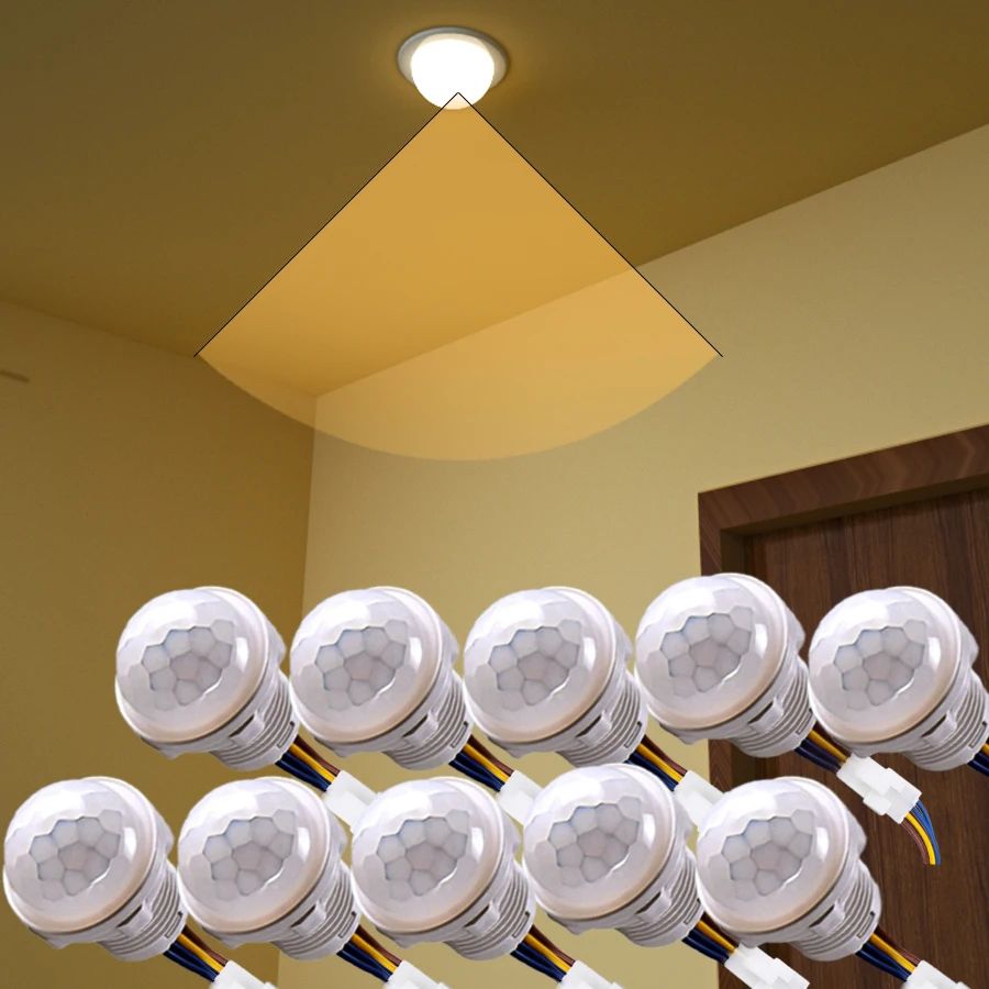 Infrared PIR Sensor Light Switch 110V/220V, Auto On/Off Detector for LED Ceiling & Panel Lamps