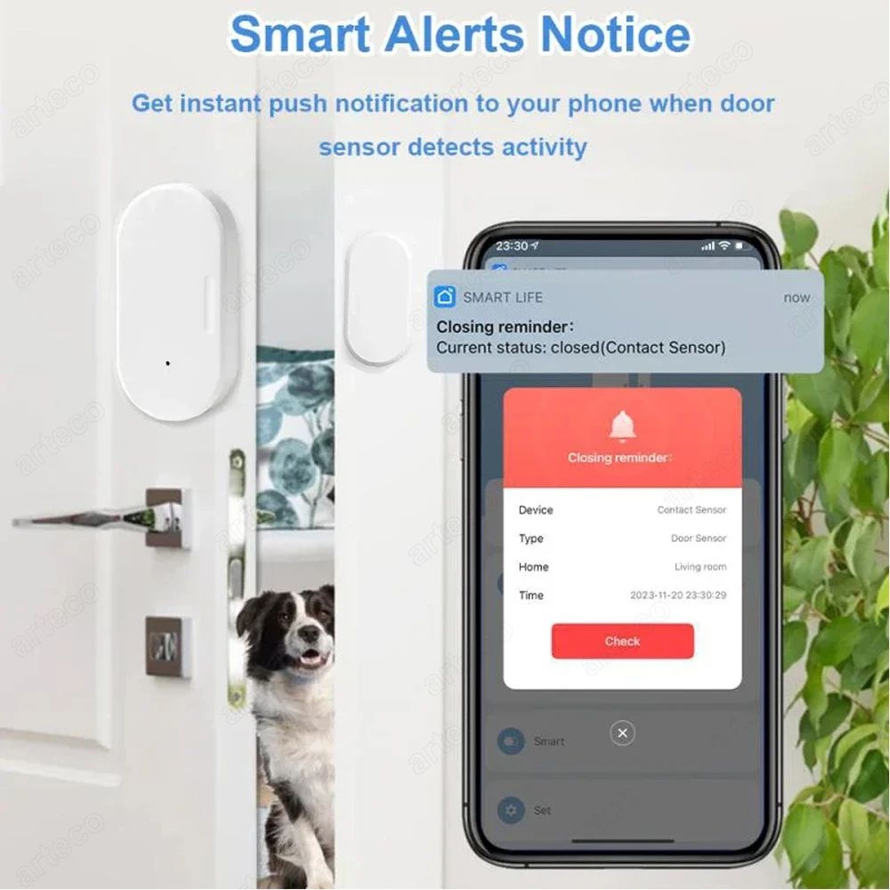 Zigbee Door Window Sensor Open Close Detector  Smart Home Security Alarm Compatible With Alexa Home 2