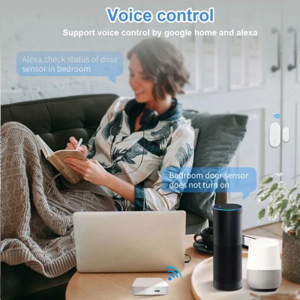 Zigbee Door Window Sensor Open Close Detector  Smart Home Security Alarm Compatible With Alexa Home 4