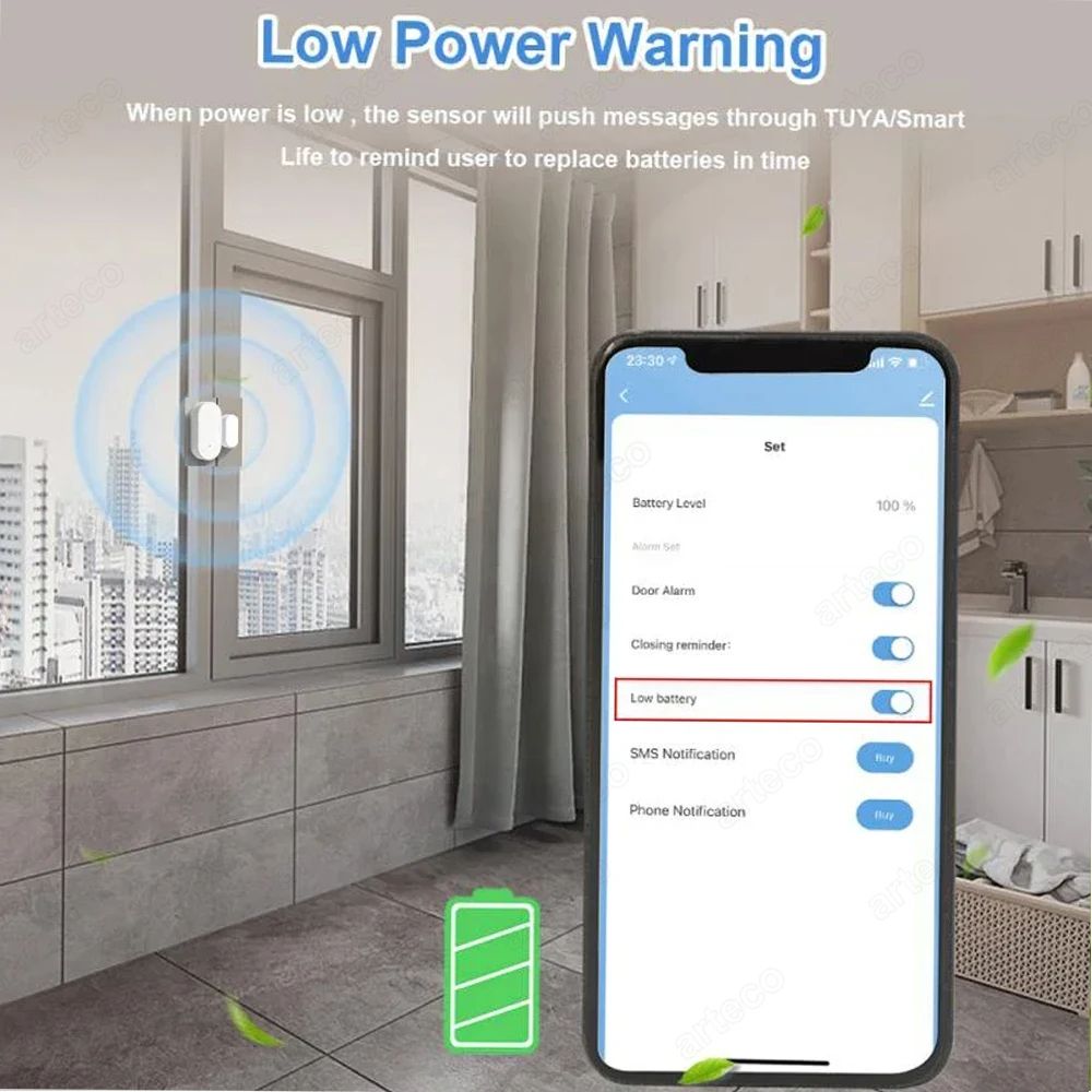 Zigbee Door Window Sensor Open Close Detector  Smart Home Security Alarm Compatible With Alexa Home 5