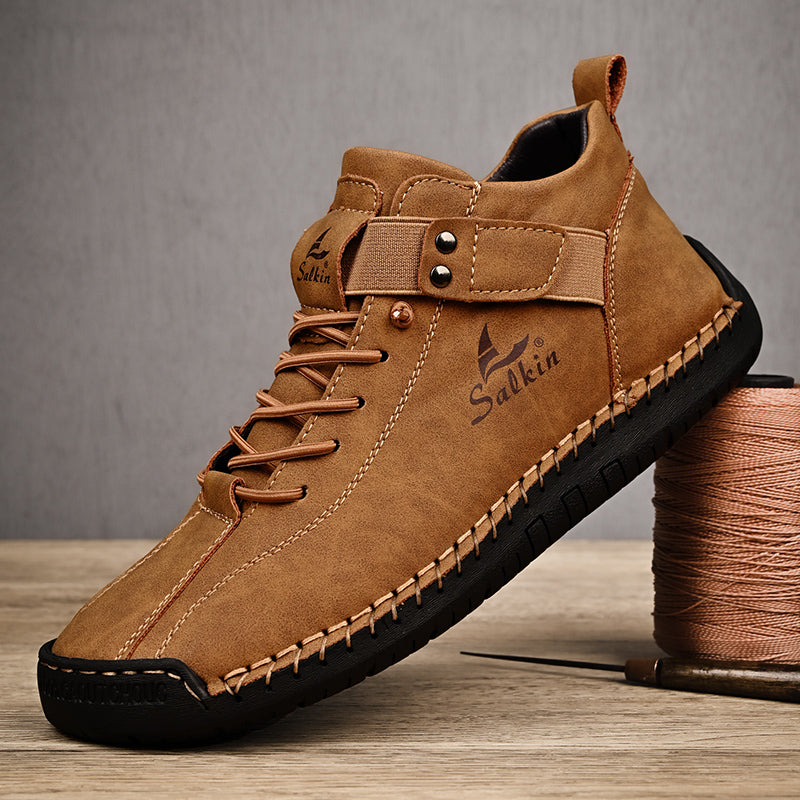 Handmade Leather Casual Men Shoes Breathable Sneaker Ankle Boots for Outdoor & Daily Wear