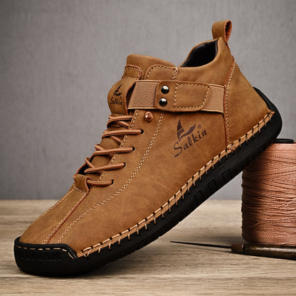 Handmade Leather Casual Men Shoes Breathable Sneaker Ankle Boots for Outdoor & Daily Wear