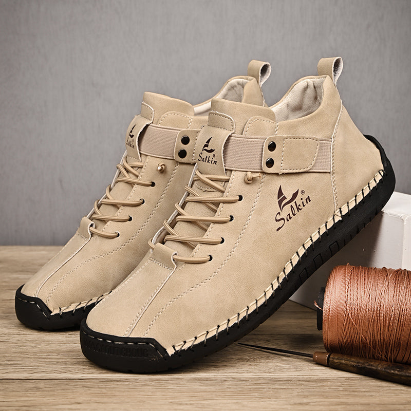 Handmade Leather Casual Men Shoes Breathable Sneaker Ankle Boots for Outdoor & Daily Wear