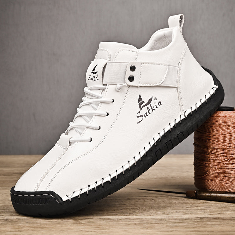 Handmade Leather Casual Men Shoes Breathable Sneaker Ankle Boots for Outdoor & Daily Wear