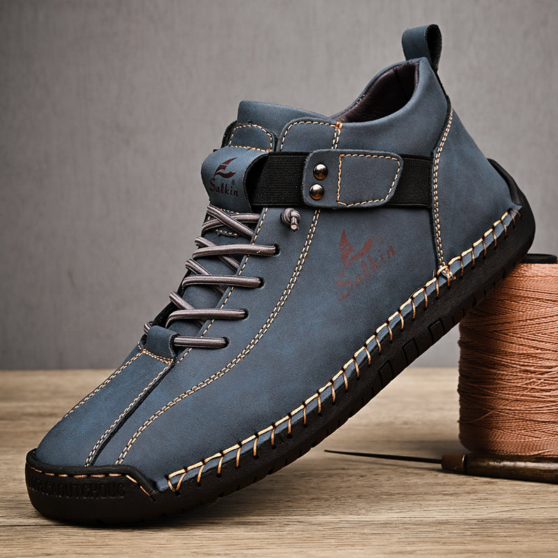 Handmade Leather Casual Men Shoes Breathable Sneaker Ankle Boots for Outdoor & Daily Wear