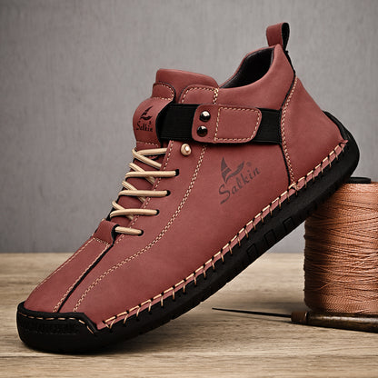 Handmade Leather Casual Men Shoes Breathable Sneaker Ankle Boots for Outdoor & Daily Wear