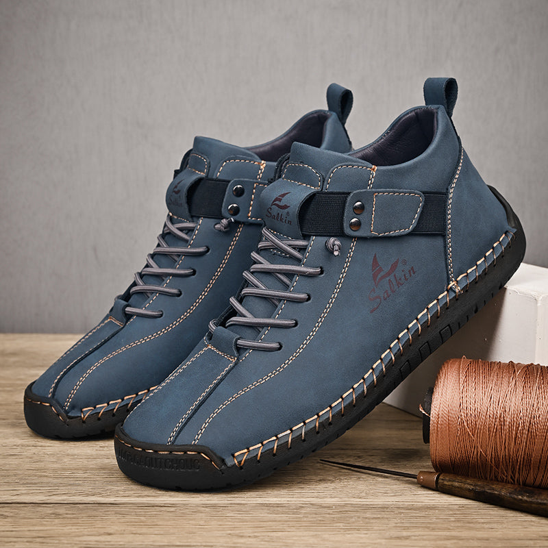 Handmade Leather Casual Men Shoes Breathable Sneaker Ankle Boots for Outdoor & Daily Wear