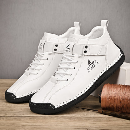 Handmade Leather Casual Men Shoes Breathable Sneaker Ankle Boots for Outdoor & Daily Wear