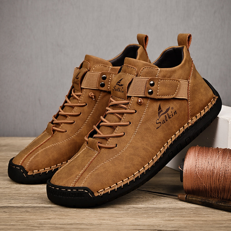 Handmade Leather Casual Men Shoes Breathable Sneaker Ankle Boots for Outdoor & Daily Wear