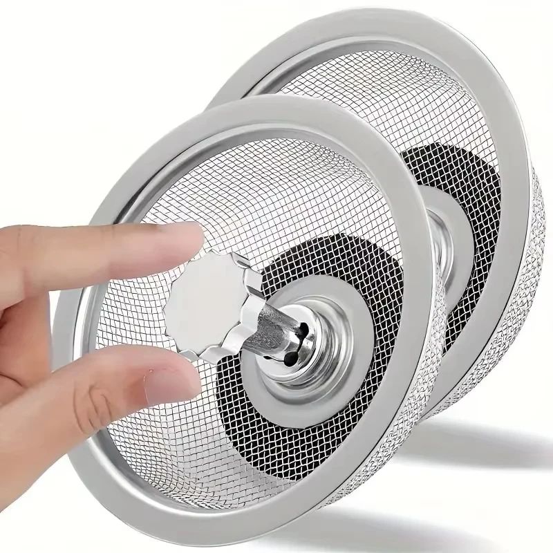 Stainless Steel Kitchen Sink Strainer With Handle And Lid Stopper Drain Basket Mesh Filter AntiClog 1