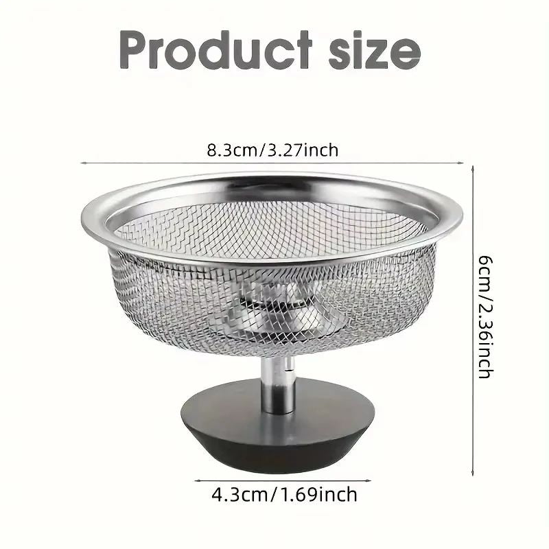 Stainless Steel Kitchen Sink Strainer With Handle And Lid Stopper Drain Basket Mesh Filter AntiClog 5