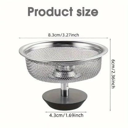 Stainless Steel Kitchen Sink Strainer With Handle And Lid Stopper Drain Basket Mesh Filter AntiClog 5