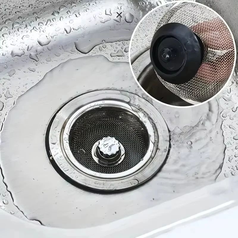 Stainless Steel Kitchen Sink Strainer With Handle And Lid Stopper Drain Basket Mesh Filter AntiClog 4
