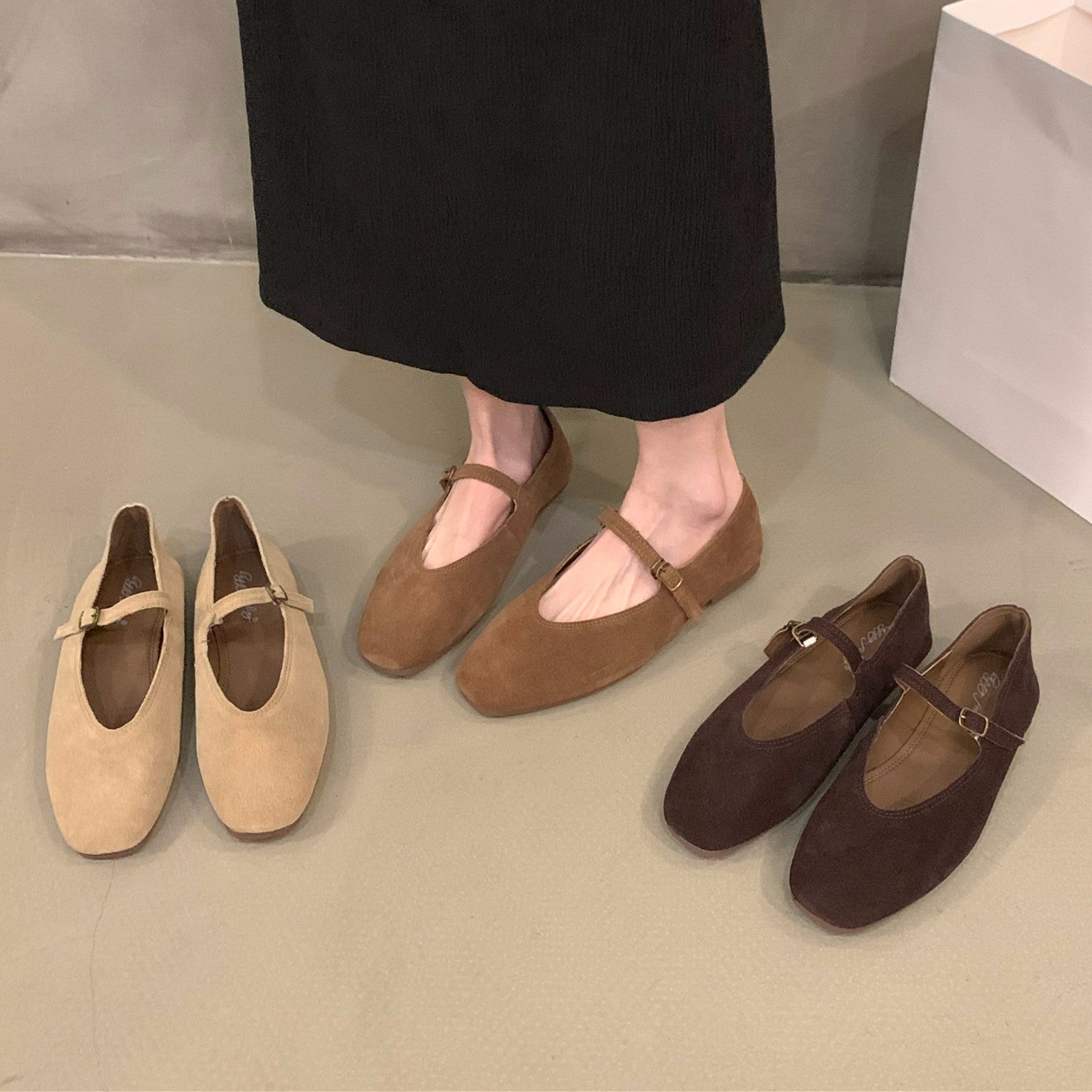 Classic Ballet Flats for Women Soft Leather Round Toe Slip-On Shoes