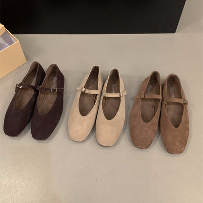 Classic Ballet Flats for Women Soft Leather Round Toe Slip-On Shoes