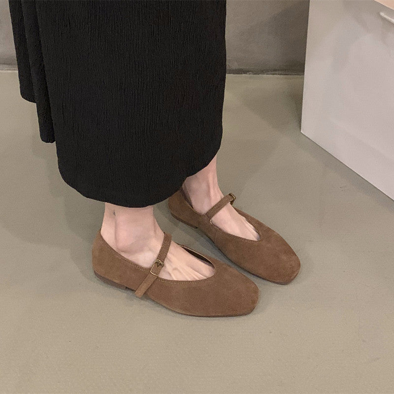 Classic Ballet Flats for Women Soft Leather Round Toe Slip-On Shoes