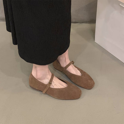 Classic Ballet Flats for Women Soft Leather Round Toe Slip-On Shoes