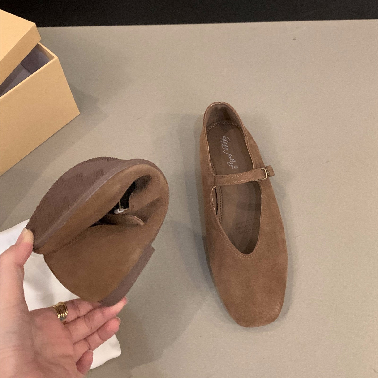 Classic Ballet Flats for Women Soft Leather Round Toe Slip-On Shoes