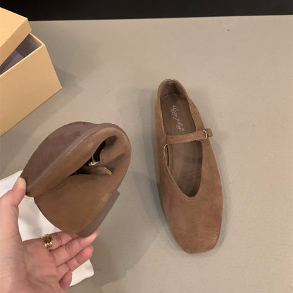 Classic Ballet Flats for Women Soft Leather Round Toe Slip-On Shoes