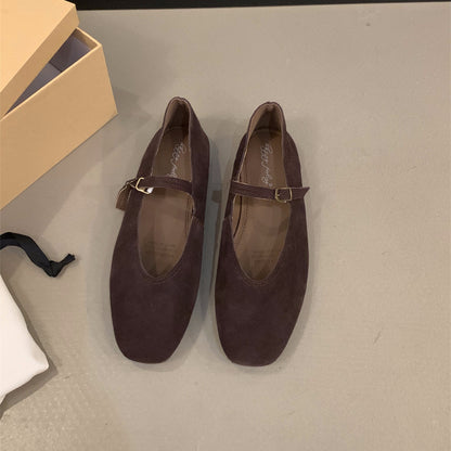 Classic Ballet Flats for Women Soft Leather Round Toe Slip-On Shoes