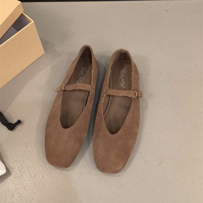 Classic Ballet Flats for Women Soft Leather Round Toe Slip-On Shoes