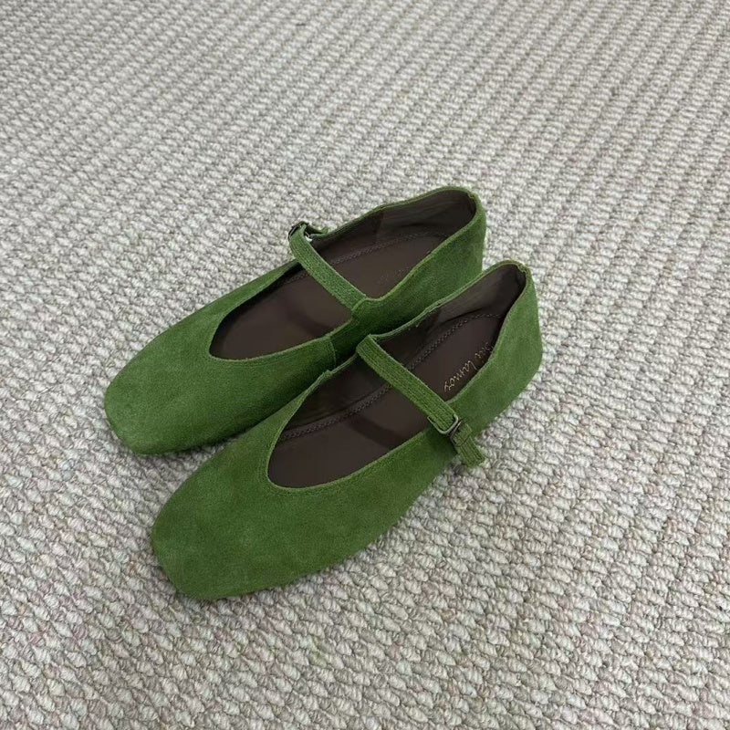 Classic Ballet Flats for Women Soft Leather Round Toe Slip-On Shoes