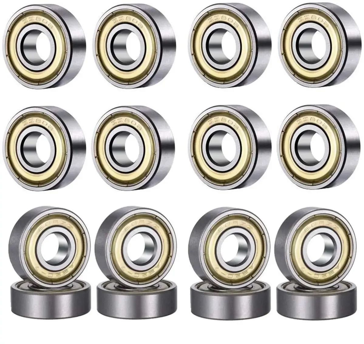 10Pcs Ball Bearings Double Shielded Miniature Deep Groove Bearings for Skateboards, Inline Skate, Electric Motors