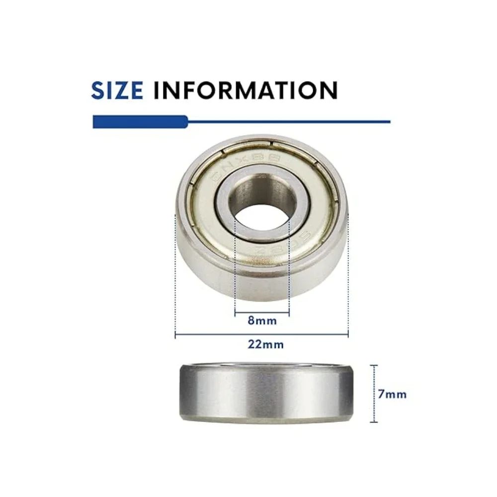 10Pcs Ball Bearings Double Shielded Miniature Deep Groove Bearings For Skateboards Inline Skate Ele 2