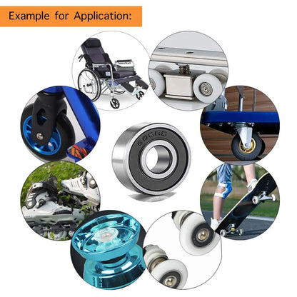 10Pcs Ball Bearings Double Shielded Miniature Deep Groove Bearings For Skateboards Inline Skate Ele 3