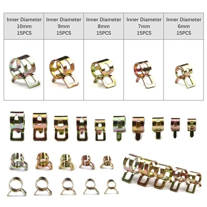 Fuel Hose Spring Clips Assortment Vacuum Silicone Tube Clamp Kit For Car Auto Oil Water Pipe Line 5