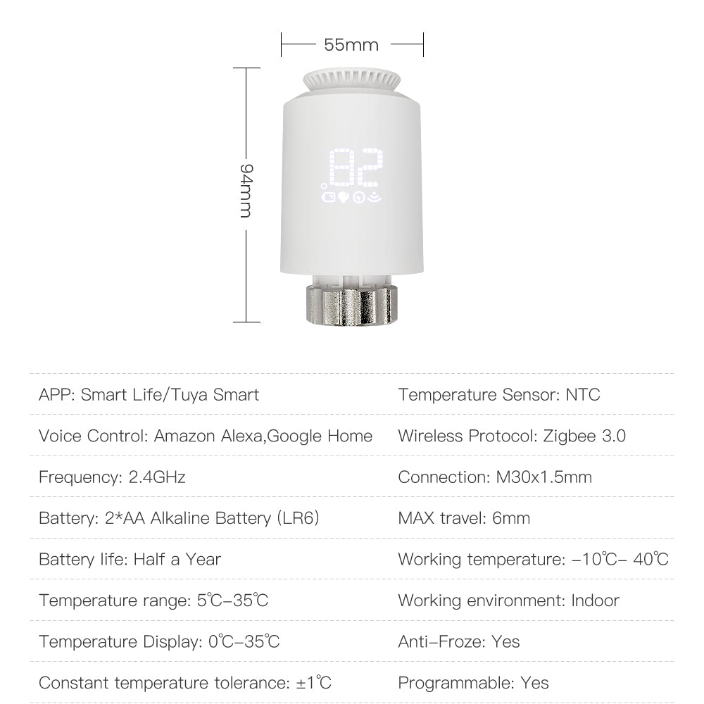 Smart Thermostatic Radiator ValveZigbee 30 TRV Controller W App  Voice Control Works With AlexaGoog 5