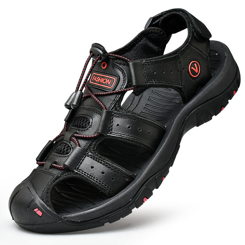 Men Summer Sandals, Genuine Leather Casual Shoes for Outdoor & Beach