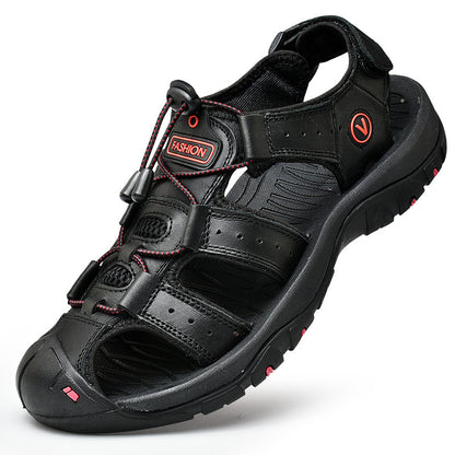 Men Summer Sandals, Genuine Leather Casual Shoes for Outdoor & Beach