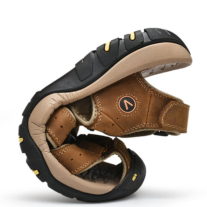 Men Summer Sandals, Genuine Leather Casual Shoes for Outdoor & Beach