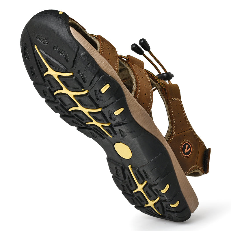 Men Summer Sandals, Genuine Leather Casual Shoes for Outdoor & Beach